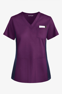 UA FLEX Woman's 3-Pocket Knit Side Panels V-neck Scrub Top Purple