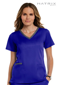 Contrast Double V-Neck Top Maevn Galaxy Blue