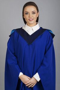 Graduation V-Stole with lining navy-sky-blue
