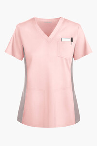 UA FLEX Woman's 3-Pocket Knit Side Panels V-neck Scrub Top Light Pink