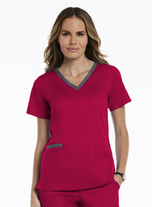 Contrast Double V-Neck Top Maevn Cherry