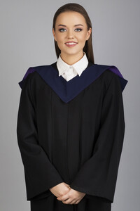 Graduation V-Stole with lining purple-navy-blue