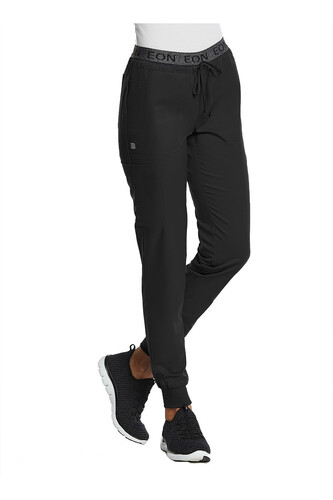 Sporty Full Elastic Logo Waist Jogger Pants Black