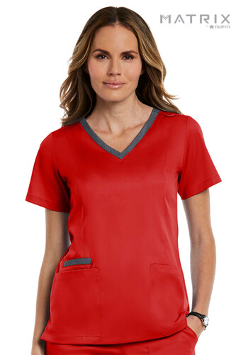 Contrast Double V-Neck Top Maevn Red