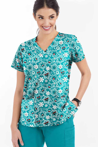 Christmas-Smiling-Snowflakes-Scrub-Top-Teal.jpg