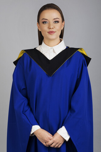 Graduation V-Stole with lining black-yellow