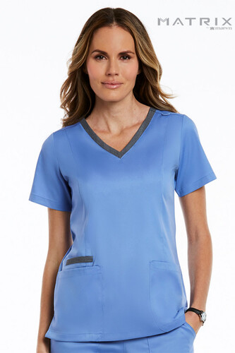 Contrast Double V-Neck Top Maevn Blue