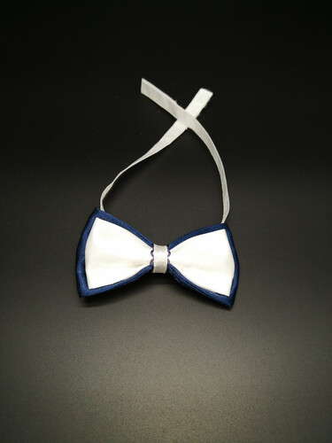 Boy fly made of satin navy blue and white