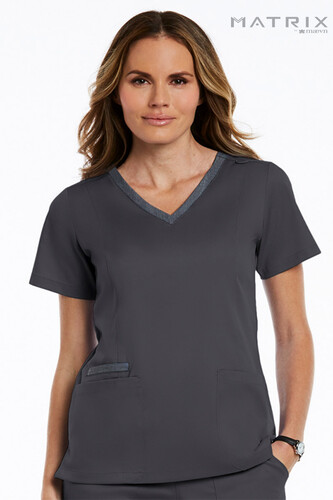 Contrast Double V-Neck Top Maevn Grey