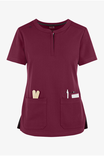 Koi Next Gen Back in Action Scrub Top Wine