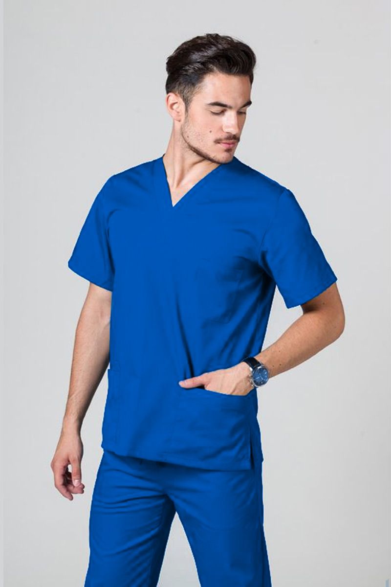 Men's 3-Pocket V-Neck Scrub Tops Sunrise Royal Blue Bestuniforms
